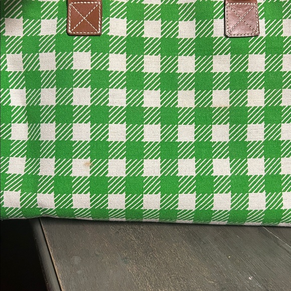 Dooney & Bourke Green Checkered Tote‎ with Brown Accents